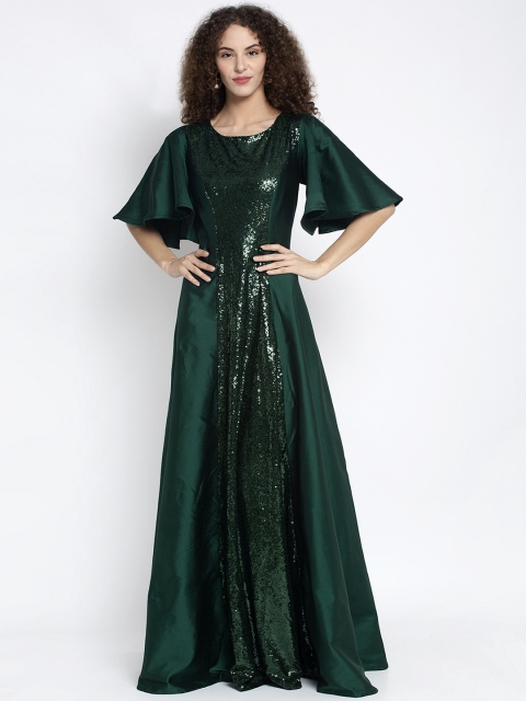 

Just Wow Women Green Embellished Maxi Dress