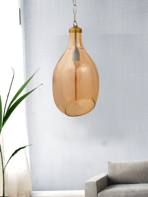 

THE LIGHT STORE Yellow & Gold-Toned Solid Contemporary Hanging Light