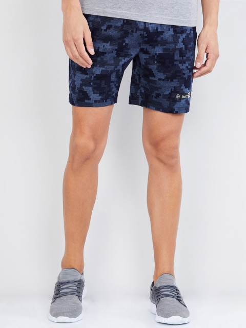 

max Men Blue Printed Regular Fit Sports Shorts