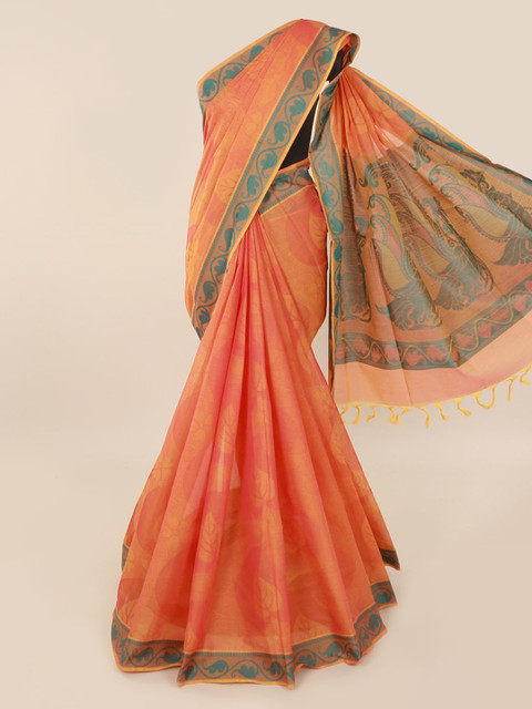 

Pothys Orange Printed Pure Cotton Saree