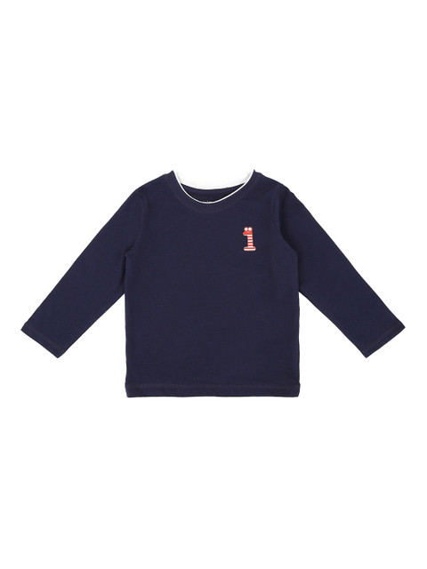 

Pantaloons Baby Boys Navy Blue Solid Round Neck T-shirt