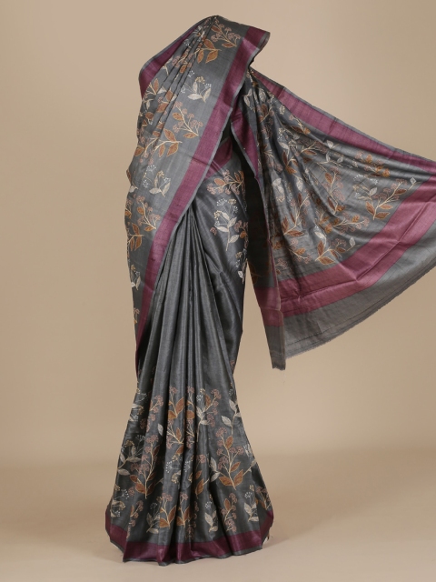 

Pothys Grey Woven Design Jute Silk Saree