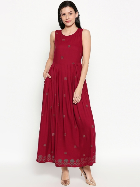 

AKKRITI BY PANTALOONS Women Maroon Printed Maxi Dress