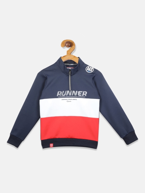 

Monte Carlo Boys Navy Blue & White Colourblocked Sweatshirt