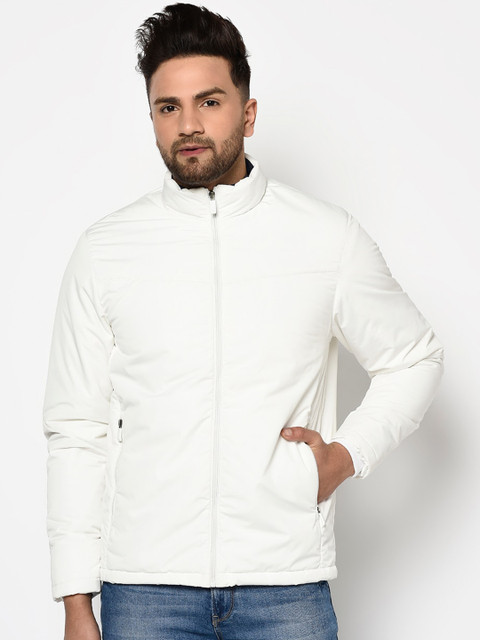 

METTLE Men White Solid Padded Jacket