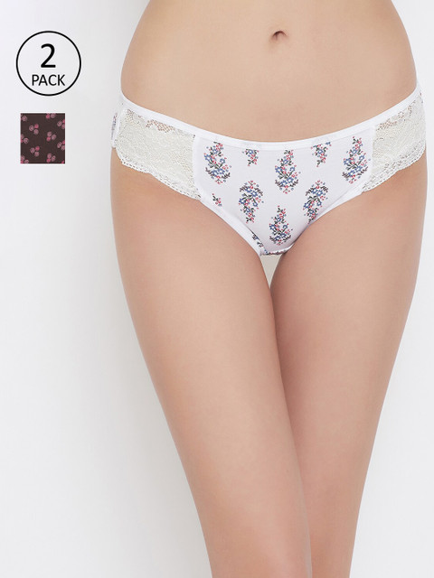 

Clovia Women Pack of 2 Low Waist Cotton Bikini Panty, White