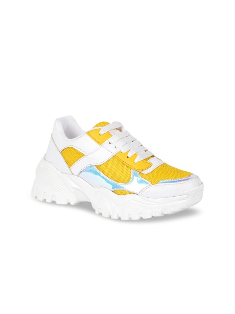 

ZAPATOZ Women White & Yellow Running Shoes