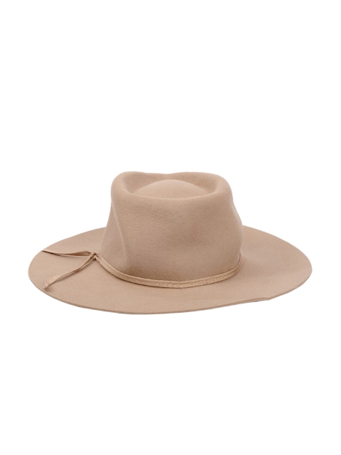 

FOREVER 21 Women Beige Solid Wide-Brim Brushed Pure Wool Fedora Hat