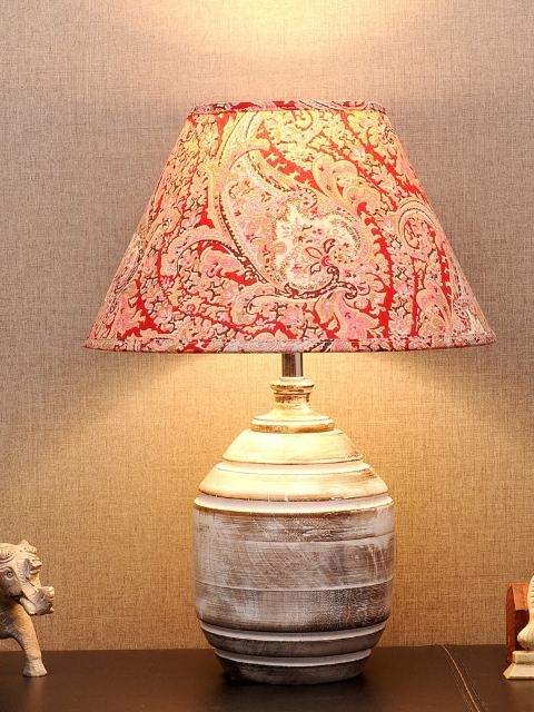 

THE LIGHT STORE White Self Design Bedside Standard Lamp With Multicoloured Shade