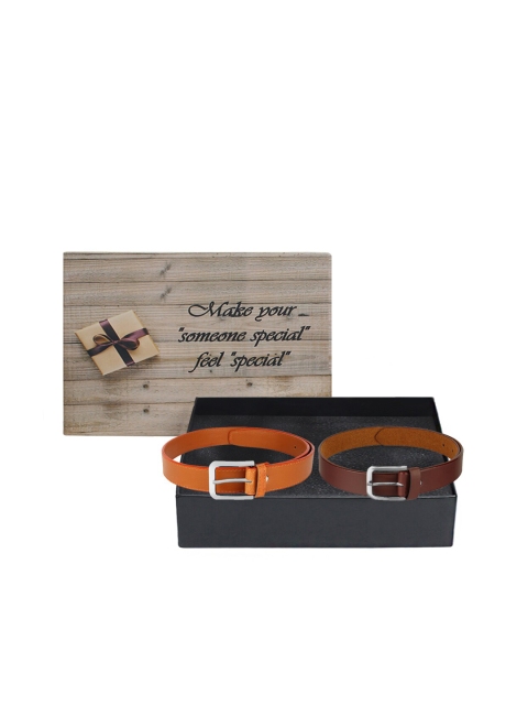 

LONDON FASHION hob Men Pack of 2 Belts, Tan