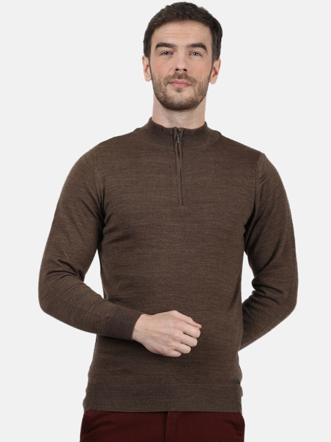 Monte Carlo Men Brown Solid Pullover Sweater