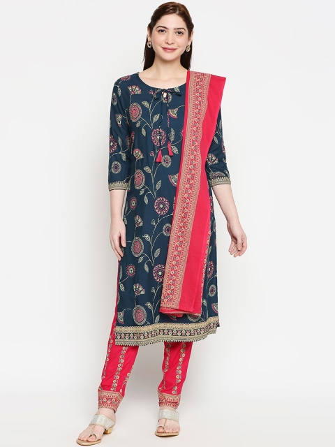 

ZRI Women Green Printed Kurta with Churidar & Dupatta