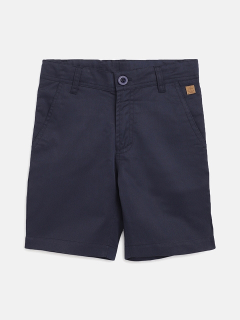 

Campana Boys Navy Blue Solid Regular Fit Regular Shorts