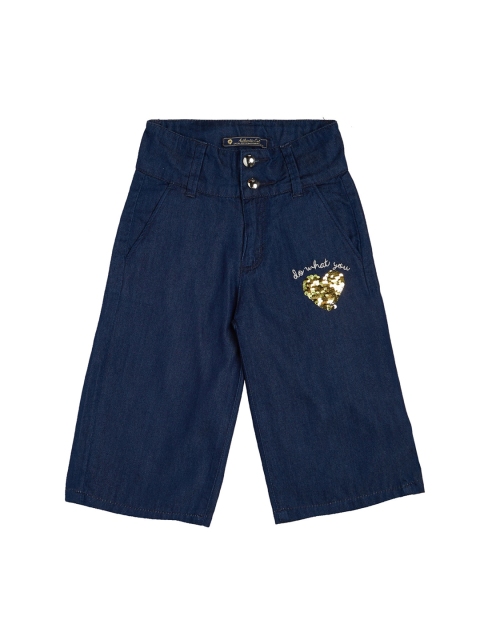 

VITAMINS Girls Navy Blue Solid Capris
