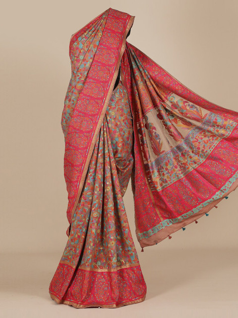 

Pothys Multicoloured & Black Jute Silk Printed Saree, Multi