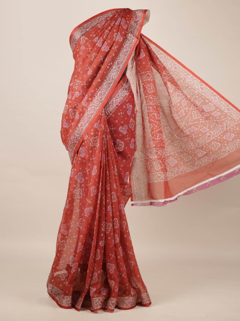 

Pothys Orange Printed Linen Blend Saree
