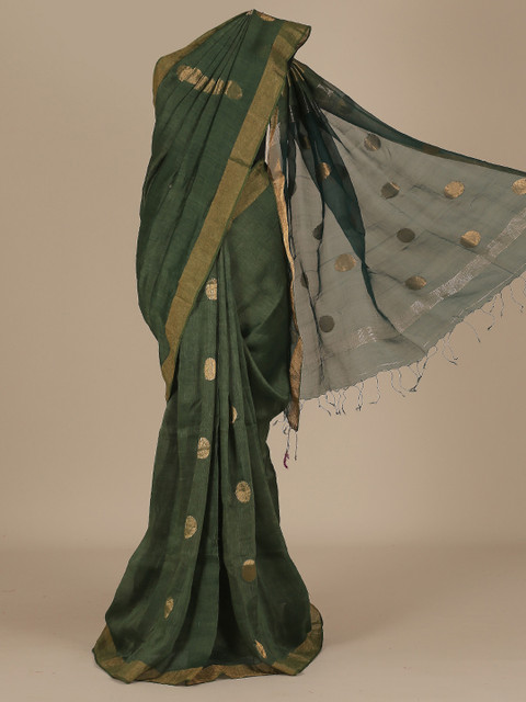 

Pothys Olive Green Woven Design Jute Silk Saree