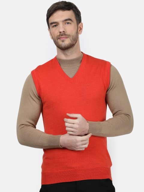 

Monte Carlo Men Orange Solid Woolen Sweater Vest
