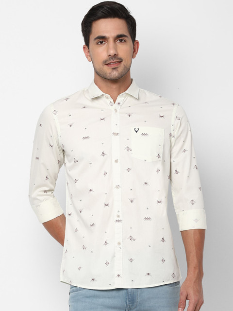 

Solly Jeans Co. Men Cream-Coloured Regular Fit Printed Casual Shirt