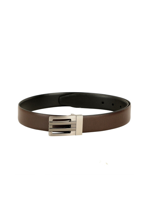 

ZEVORA Men Brown & Black Textured Reversible Belt