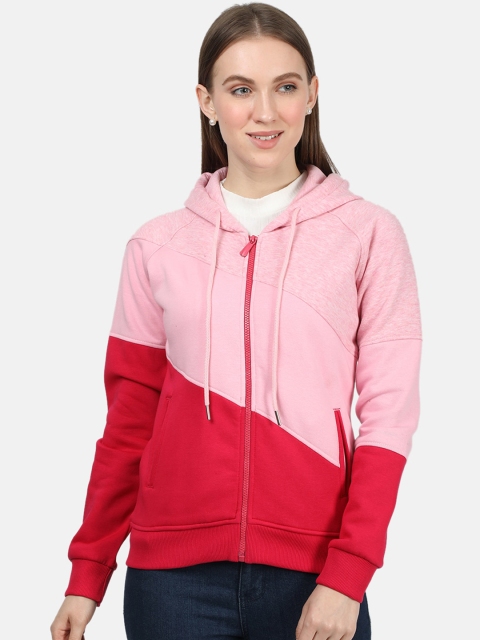 

Monte Carlo Women Pink & Red Colourblocked Hooded Sweatshirt