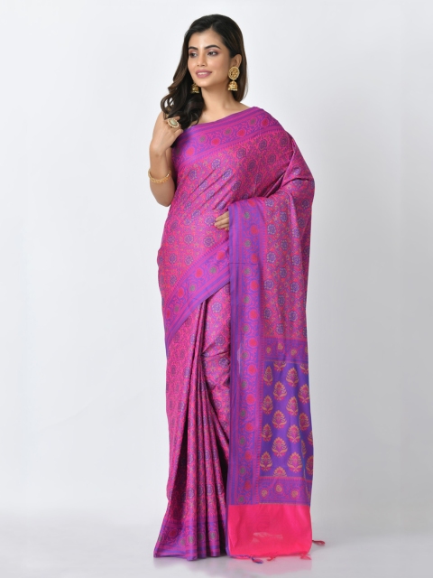 

RANGOLI Purple & Pink Art Silk Printed Saree