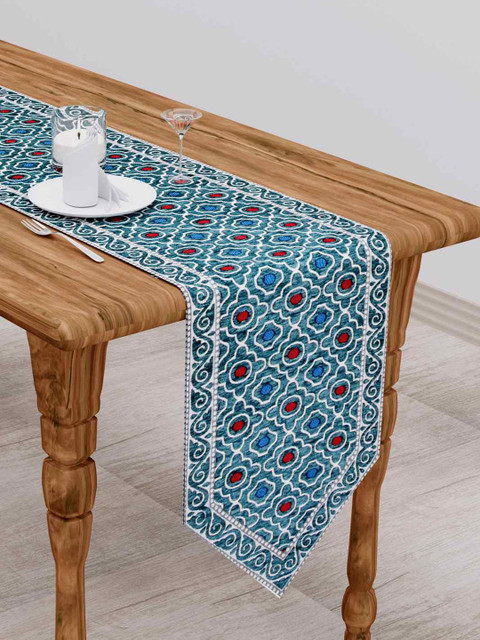 

Clasiko Maroon & Blue Geometric 300 TC Table Runner