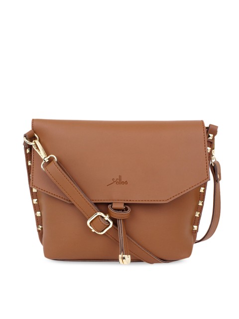

yelloe Tan Solid Sling Bag