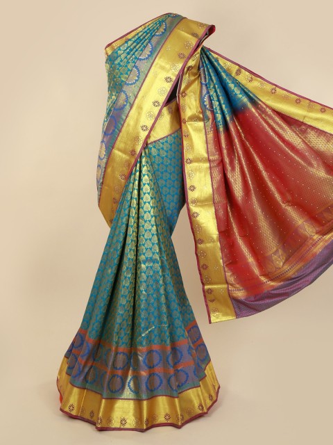 

Pothys Blue Pure Silk Woven Design Kanjeevaram Saree