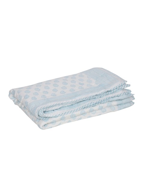 

Moms Home White & Blue Ethnic Motifs Mild Winter 200 GSM Single Bed Quilt
