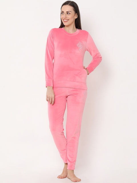 

Sweet Dreams Women Pink Solid Night Suit