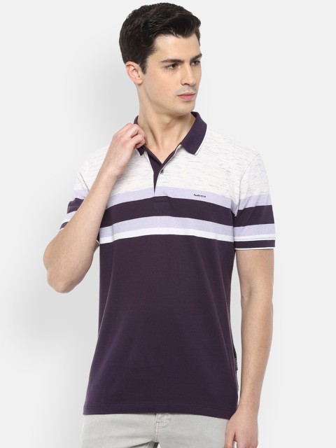 

Van Heusen Men Purple Striped Polo Collar T-shirt