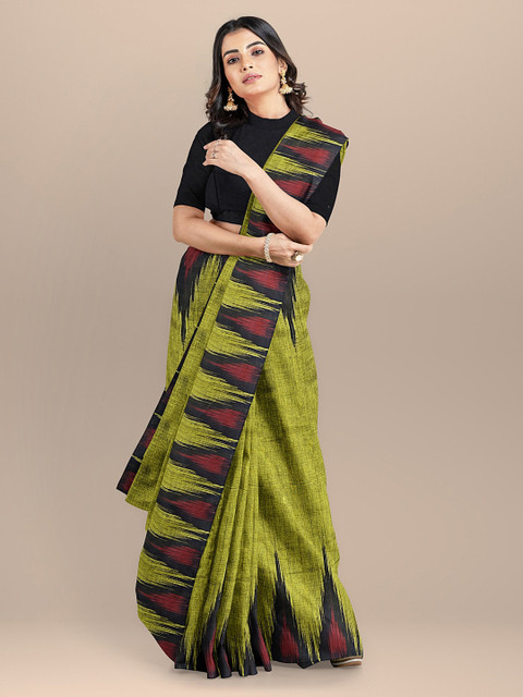 

BharatSthali Green Pure Cotton Woven Design Sambalpuri Saree