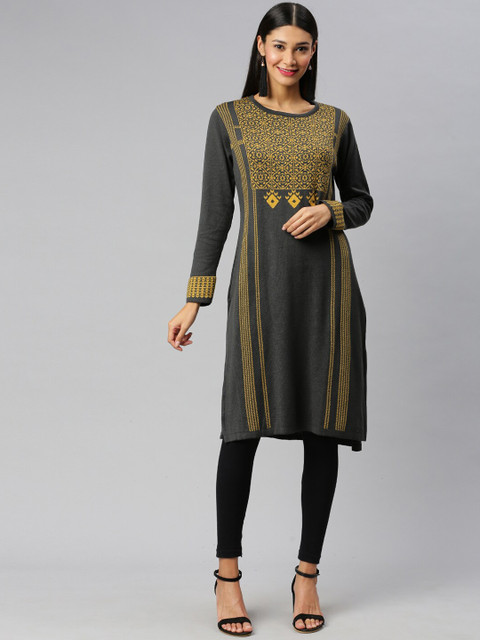 

Soch Grey Printed Cotton Blend Kurti
