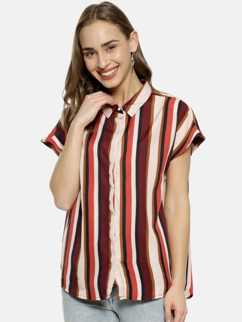 

Campus Sutra Women Multicoloured Regular Fit Striped Casual Shirt, Multi