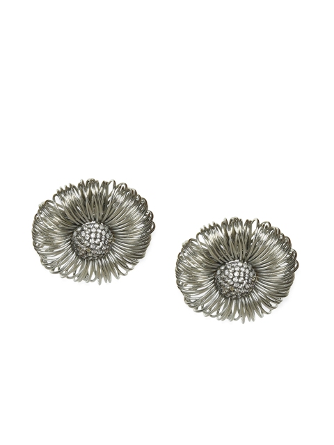 

MIDASKART Silver-Toned Circular Studs
