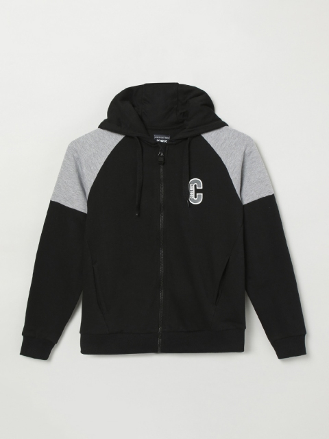 

max Boys Black Solid Hooded Sweatshirt