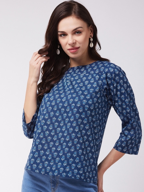 

InWeave Women Blue Printed Top