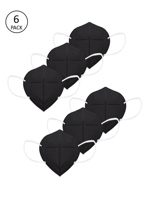 

OOMPH Unisex Pack of 6 Black Solid Anti-Pollution 5-Ply Reusable N95 Masks