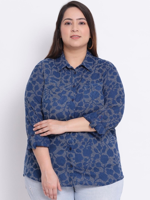 

Oxolloxo Women Blue Regular Fit Printed Casual Shirt