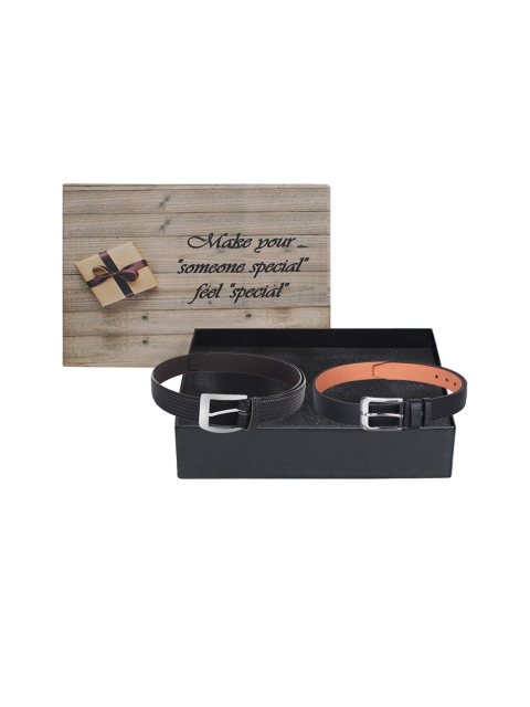 

LONDON FASHION hob Men Pack Of 2 Belts, Black