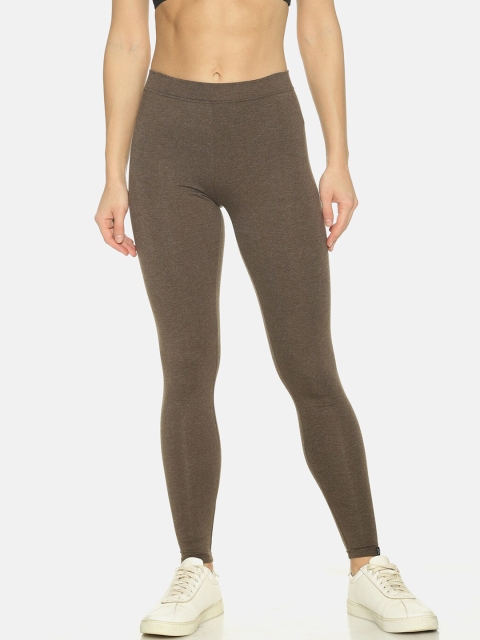 TWIN BIRDS Brown Solid Leggings