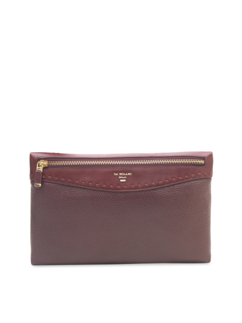 

Da Milano Unisex Purple & Brown Textured Genuine Leather Travel Pouch