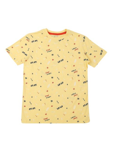 

Pantaloons Junior Boys Yellow Printed Round Neck T-shirt