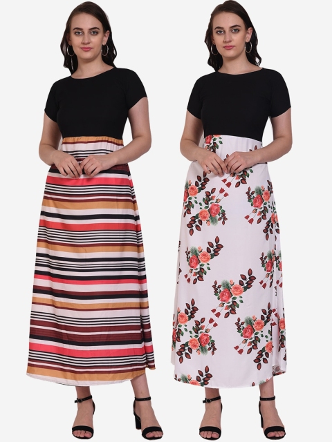 

Florence Women Pack Of 2 Printed Maxi Dresses, Black