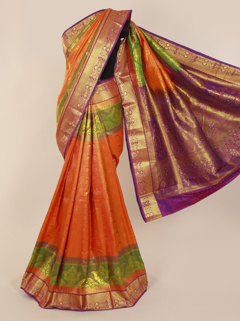 

Pothys Orange Pure Silk Woven Design Kanjeevaram Saree