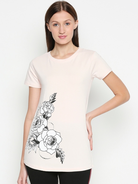 

XIN Women Pink Printed Round Neck T-shirt