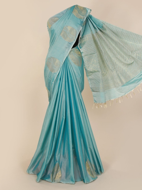 

Pothys Blue Silk Cotton Solid Kanjeevaram Saree