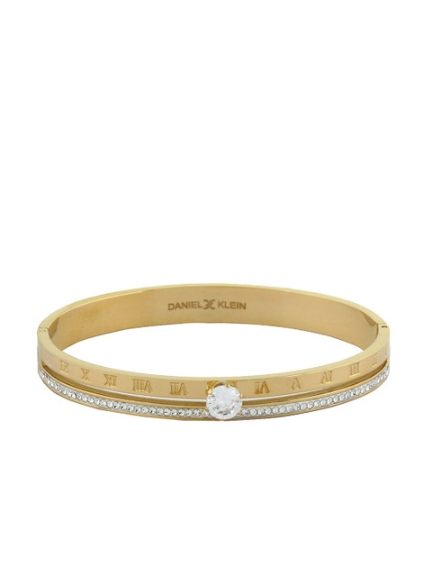 

Daniel Klein Gold-Toned & White Stone-Studded Bangle-Style Bracelet
