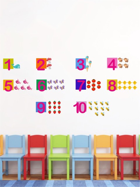 

rawpockets Multicolour PVC Vinyl Numbers Calculation Wall Stickers, Multi